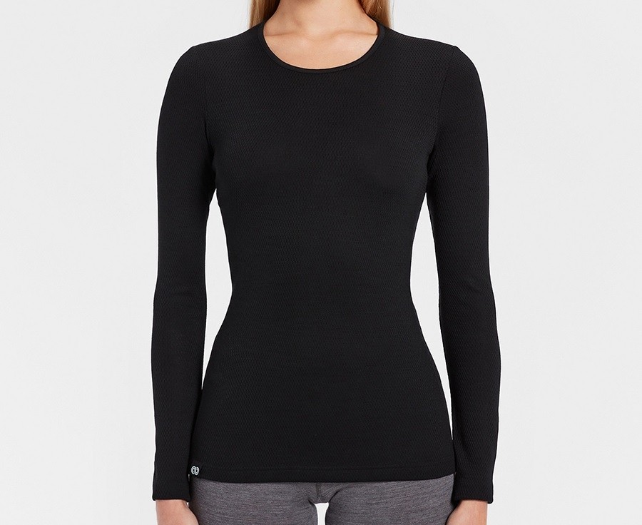 Maglia intima in lana merino manica lunga da Donna COCOON 180gr nero