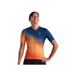 Maglia ciclismo Donna manica corta SL Orange Sunset Dark Blue
